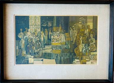 Kenneth Auvil (1925-1999) Mid Century Abstract Signed print 1956