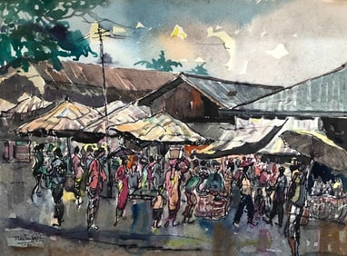 Muslim Saleh -(b. 1927 Sumatra)- painting