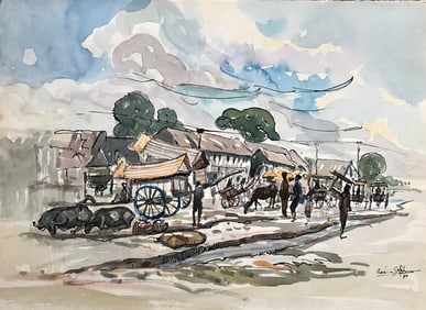 Muslim Saleh -(b. 1927 Sumatra)- painting