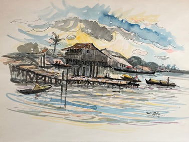 Muslim Saleh -(b. 1927 Sumatra)- painting