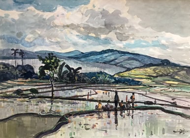 Muslim Saleh -(b. 1927 Sumatra)- painting