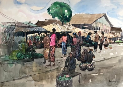 Muslim Saleh -(b. 1927 Sumatra)- painting