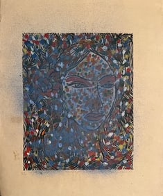 Rene Portocarrero (1912-1985) Havana - hand colored mixed media linocut