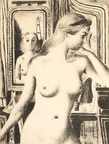 Paul Delvaux (1897-1994)  " Two Nudes "