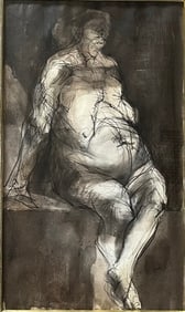Howard Warshaw (1920-1977) Nude Seated- Mix Media Signed 1960