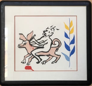 Alexander Calder- color aquatint from the Alan Kent set of 40 aquatints "Le Sacrilege of Alan Kent"