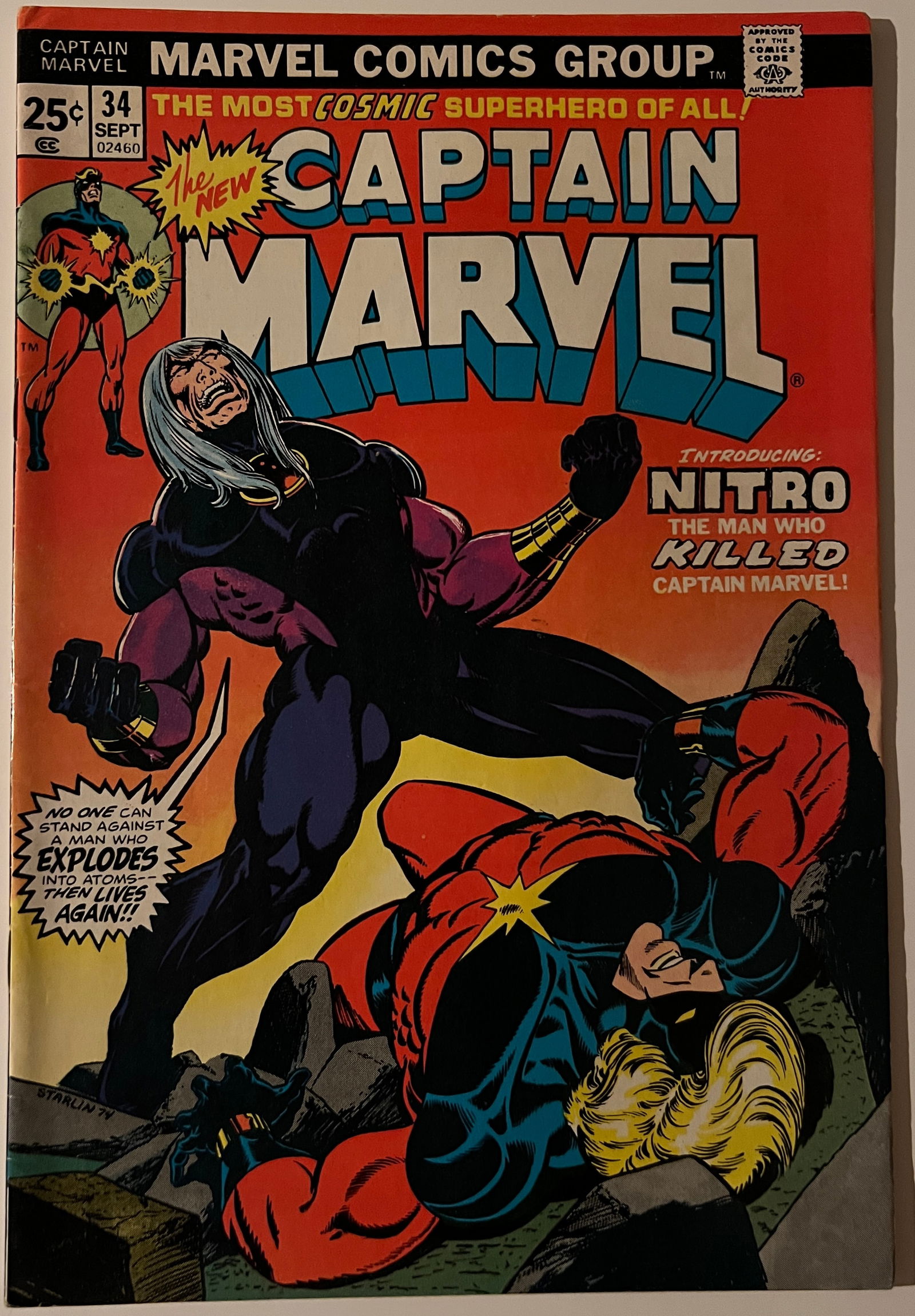 Captain Marvel No 34 First appearance Nitro: Captain Marvel comic book - No 34 September 1974 First appearance of Nitro