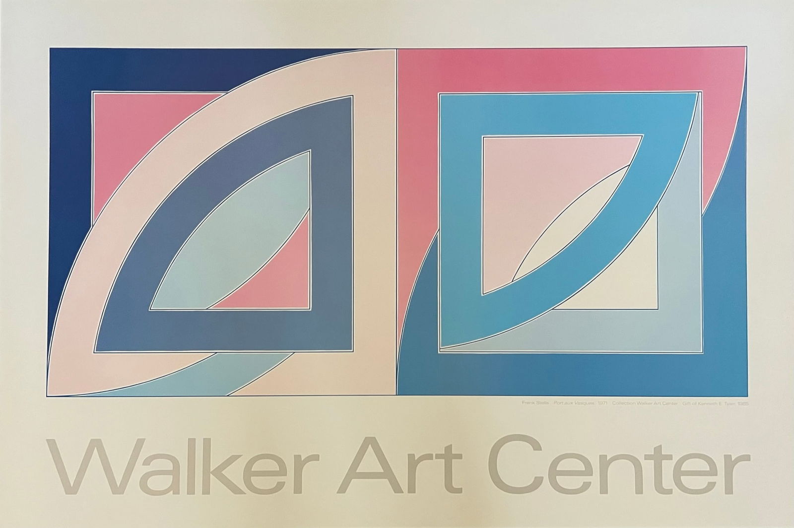 Frank Stella - Rare 1987 Exhibition Poster: Frank Stella (b 1936-) - Walker Art Center - "Port Aux Vasques, 1971" scarce poster (offset lithograph) 1987. This was attached to a styrofoam backing and framed back in 1987. We removed from frame. D