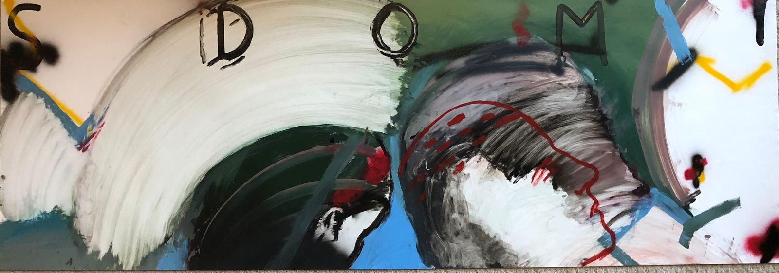 Gabi Klasmer - Painting 1982: Gabi Klasmer - (b. 1950) Israel Enamel painting on Chromo Paper - signed and dated lower right. this is a diptych done in 1982. Sheets: 27 1/2 x 39 1/2 and 27 1/2 x 79" Provenance : Michael Hittleman