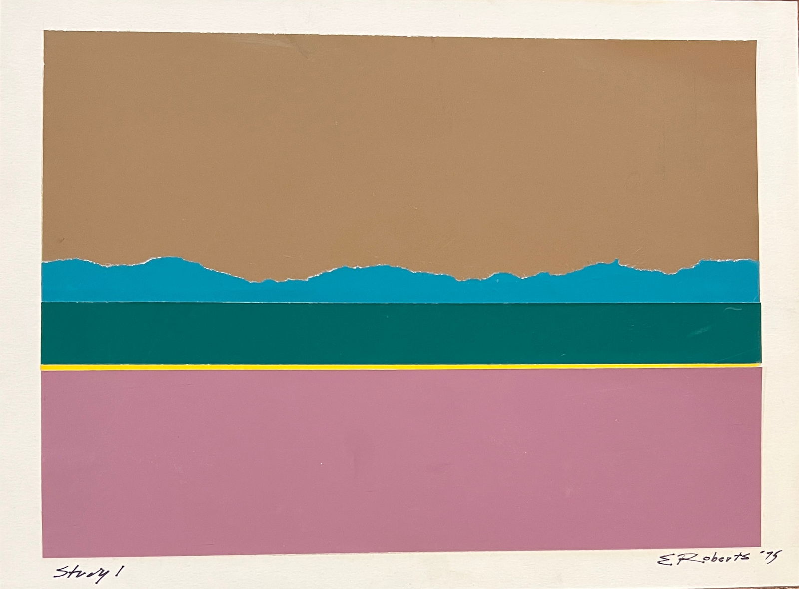 Eliot Roberts - Mid Century Abstract 3 works - collages on crescent board (1 of 3)