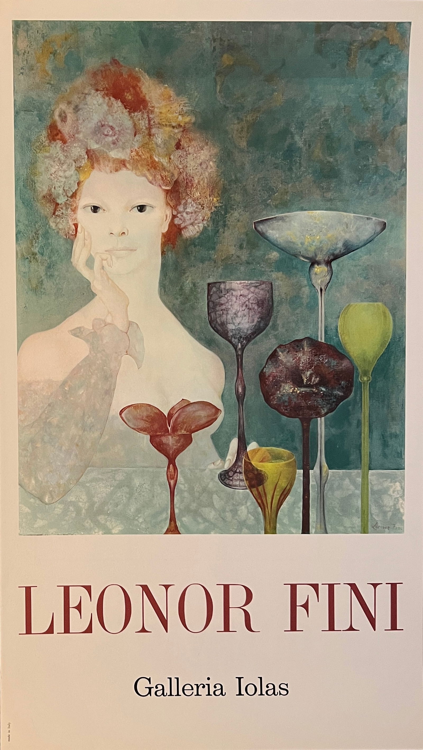 Leonor Fini (1907-1996)-print: Leonor Fini - Galleria Iolas -made in Italy. Offset lithograph on heavy stk paper. 34 x 19 1/2"