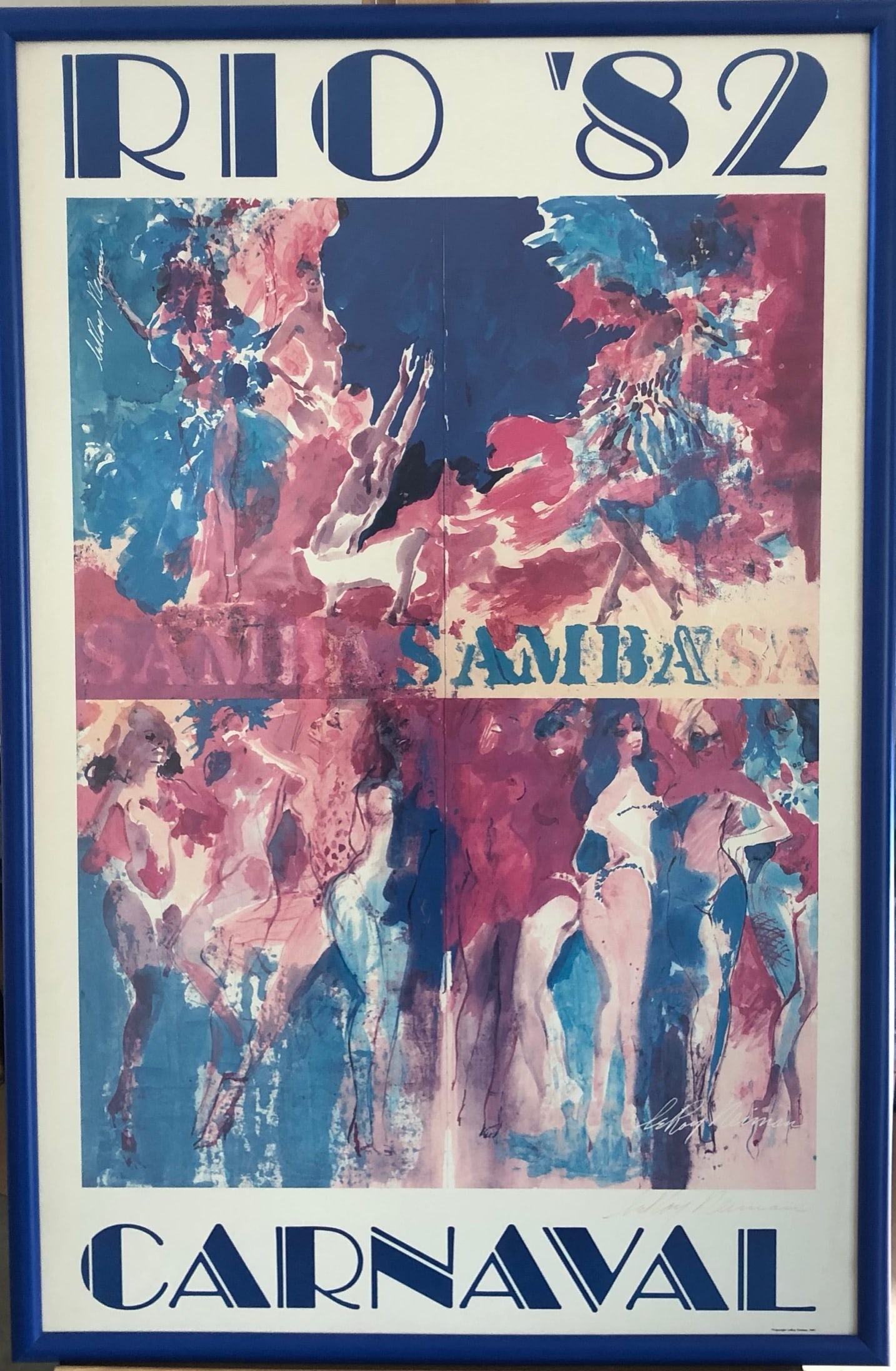 Leroy Neiman - Signed: Leroy Neiman. " RIO '82 " Signed. Frame: 39 x 26"