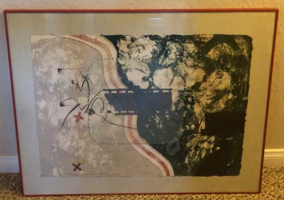 Christina - collage/print: Artist: Christina Dated: 1976 Artist Proof - AP This is a print with collage w/ stitching. A very beautiful work. Framed: 28 1/2 x 35 1/2" Print: 22 x 29 1/2"