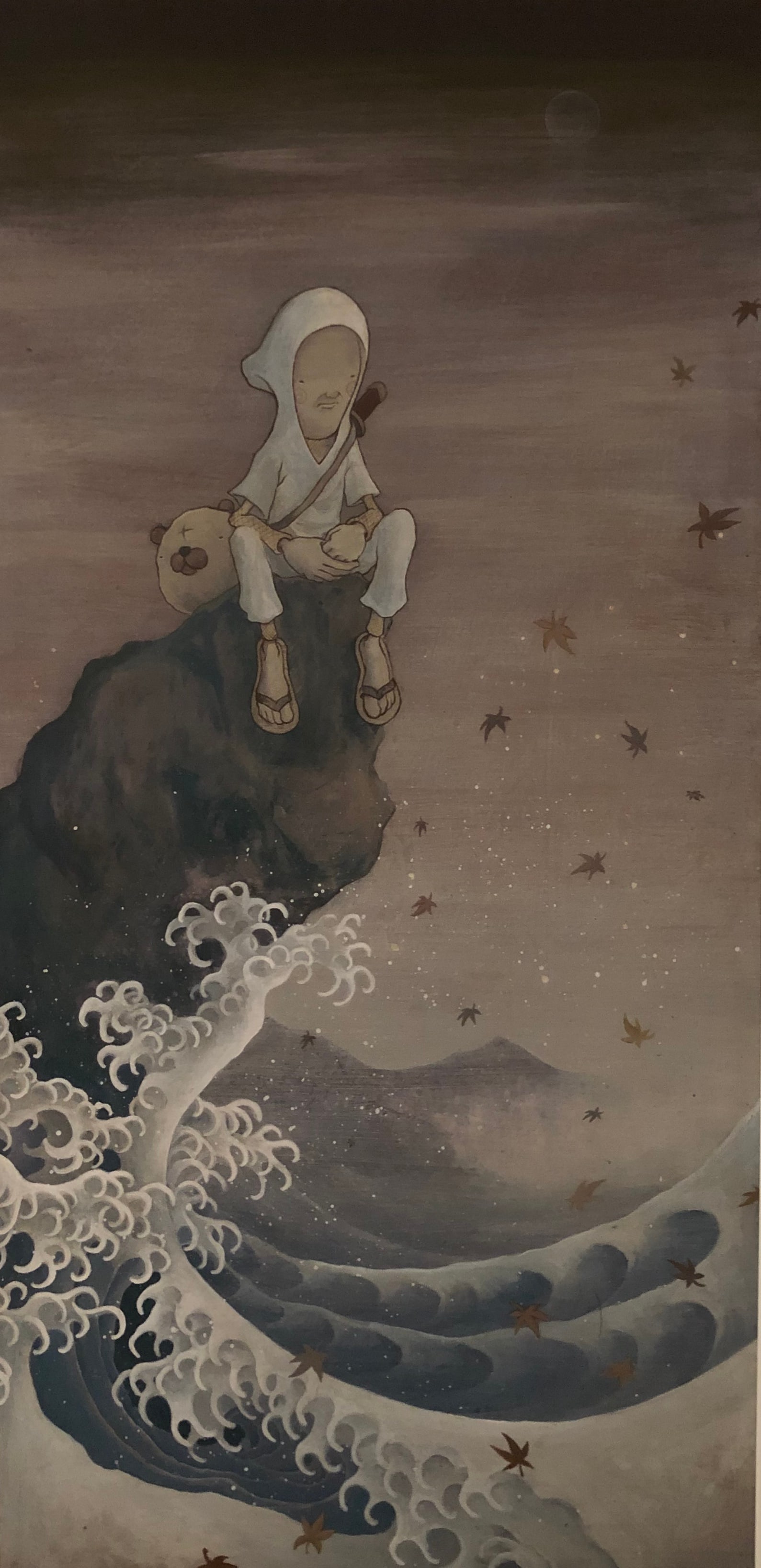 Unidentified Artist: Boy on a Rock Near The Sea. Color Giclee. Sheet 18 1/4 x 10 Image 16 1/4 x 8":