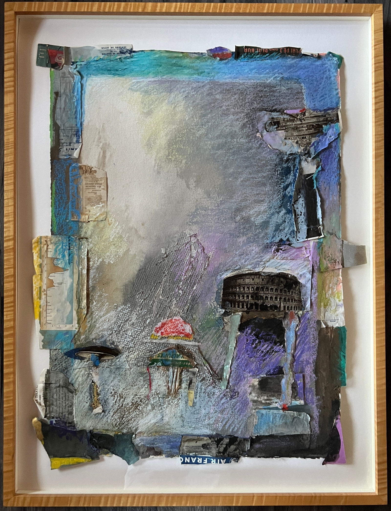 Sigrid Burton - Title : In Aero Year: 1989 Mix Medium Painting Collage Museum of: Sigrid Burton - Title : In Aero Year: 1989 Mix Medium Painting Collage Museum of Contemporary Art Los Angeles label on verson. Frame: 37 x 28" Sheet: 32 x 26"