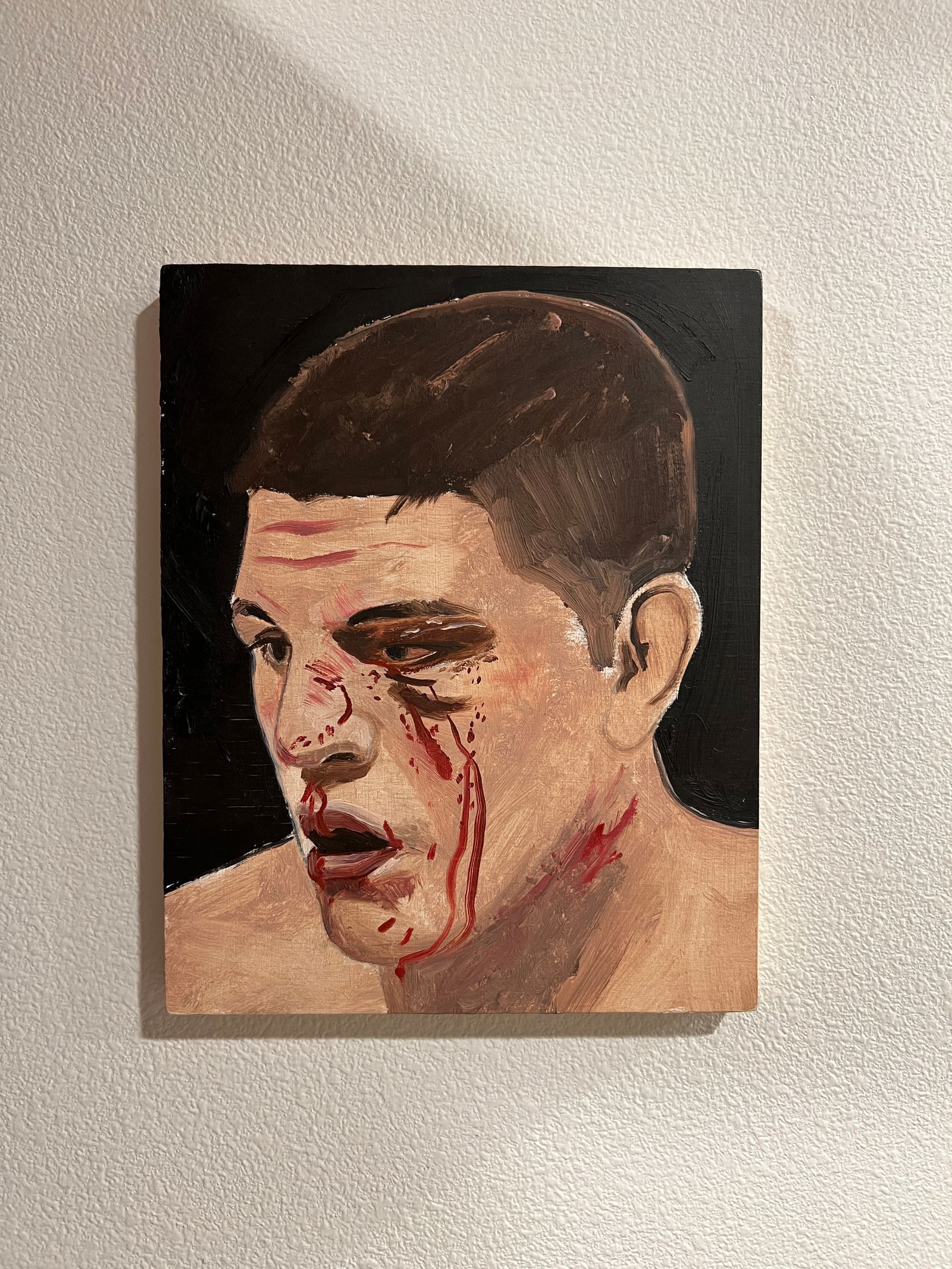 Salomon Huerta - Oil Painting - Nick Diaz: Salomon Huerta (1965-) MX- Oil Painting. Signed verso - Nick Diaz striking portrait ( martial arts legend ). Great oil on wood. Dimensions: 10 x 8 x .75". Huerta is very well known for his
