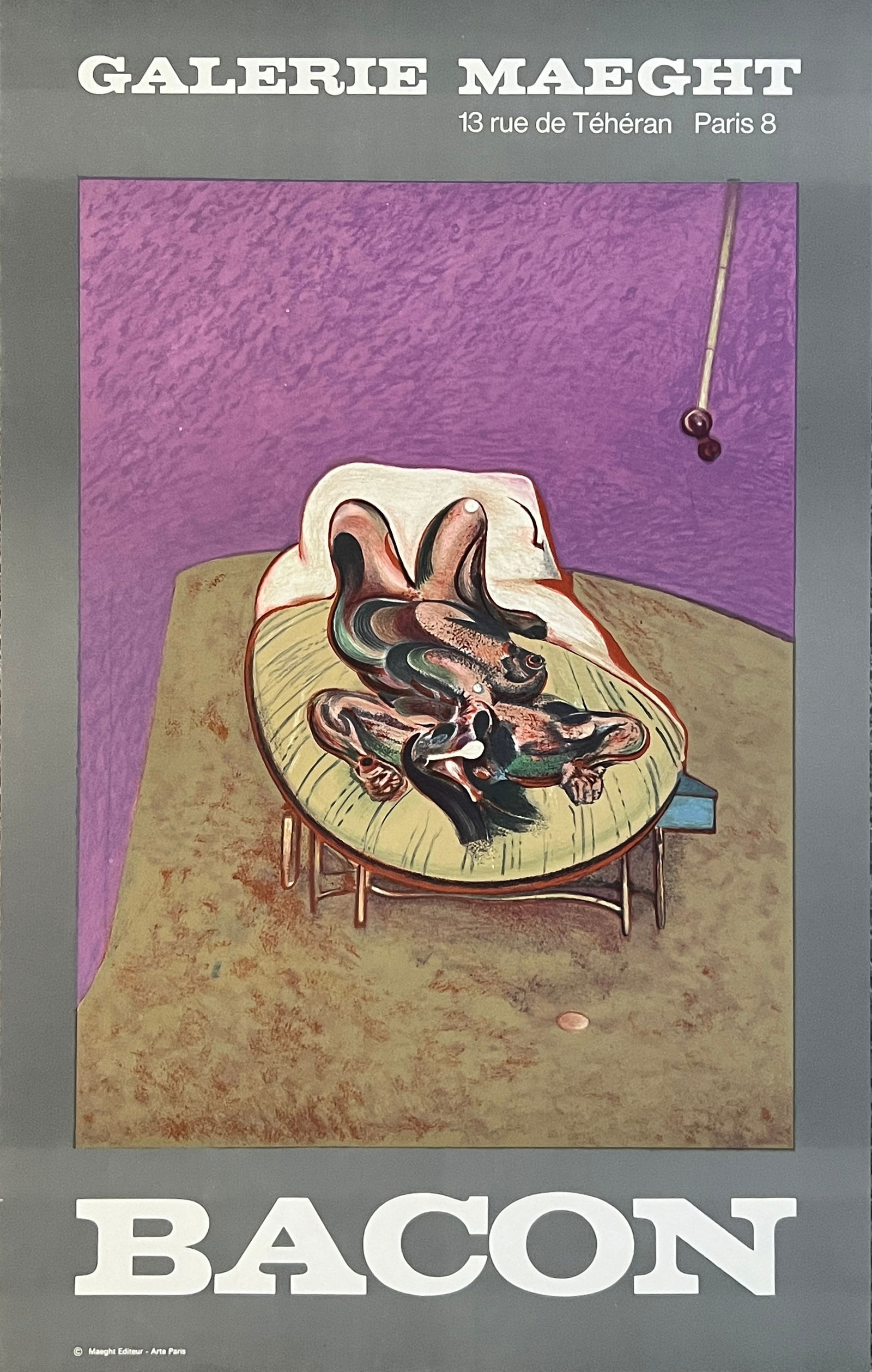 Francis Bacon -Galerie Maeght-lithograph 1966: Francis Bacon - Galerie Maeght 13 Rue deteheran Paris 8. Maeght Editeur - Arte Paris Exhibition Lithograph 28 x 17 1/2" Year: 1966