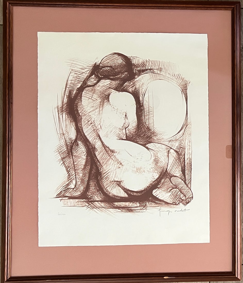 George Oudot (1928-2004)- nude- Signed: George Oudot ( France 1928-2004 ). Edition 20 / 100. Signed in pencil. Wood Frame: 33.75 x 27.75 Print: 25.25 x 19.75