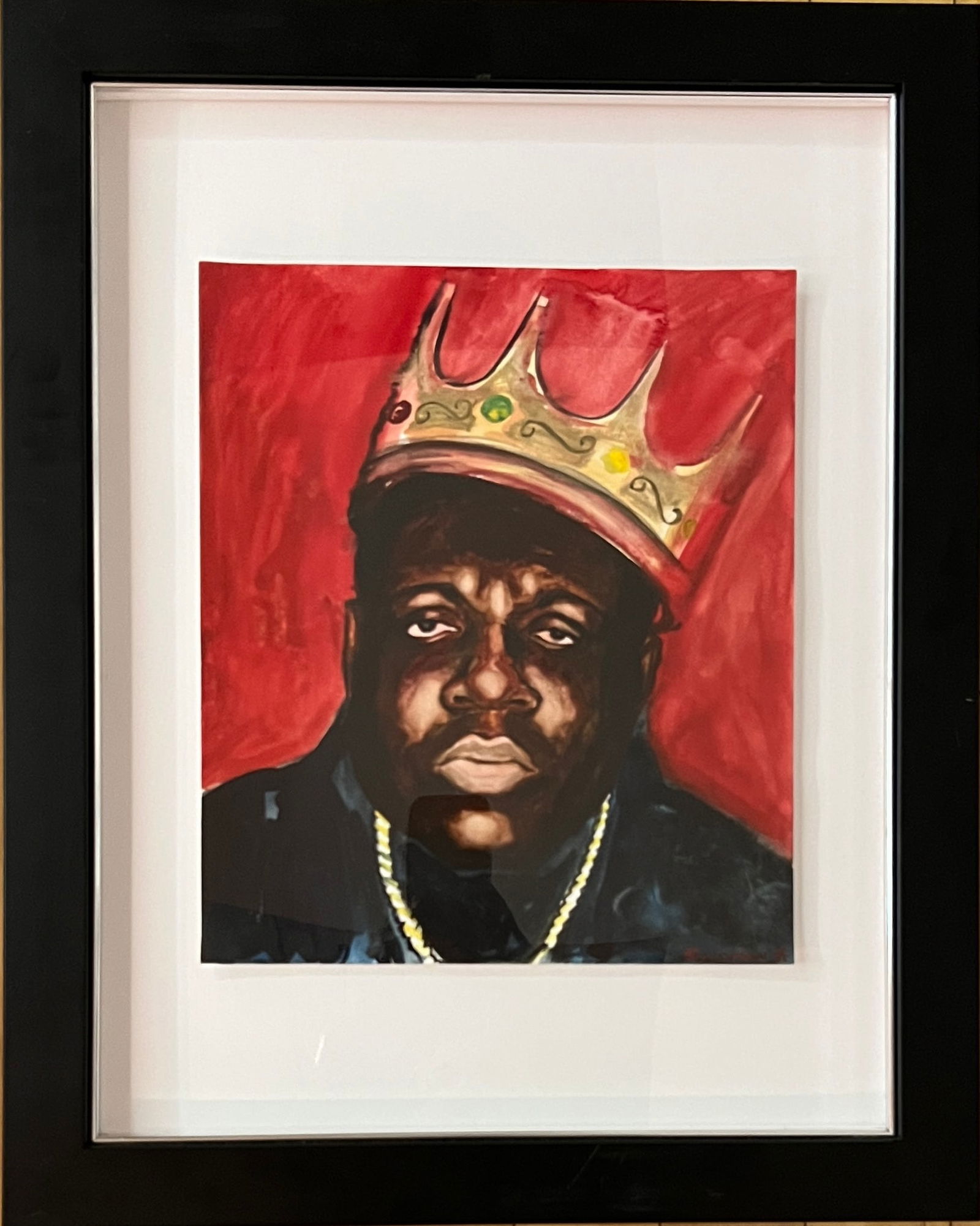 Salomon Huerta -Painting portrait -Notorious Big (Biggie Small): Salomon Huerta (b. 1965-) MX. Painting portrait of Notorious Big ( Biggie Smalls ) the iconic legendary rapper. Signed lower right. Such a rare and striking portrait. Painting on paper. 