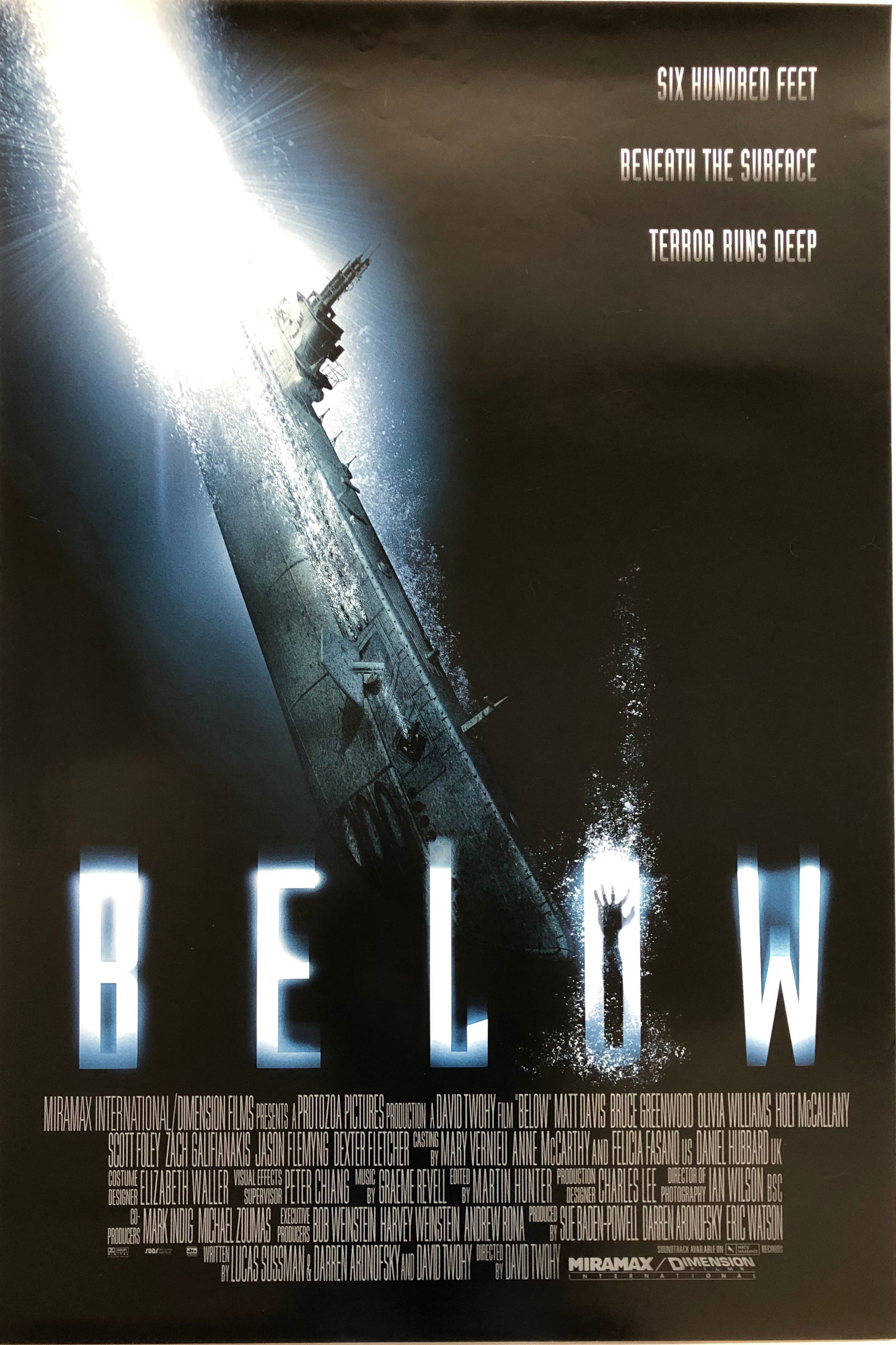 Below -Mirimax Original Movie Poster: BELOW - Mirimax International / Dimensional Films Size: 40 x 27"