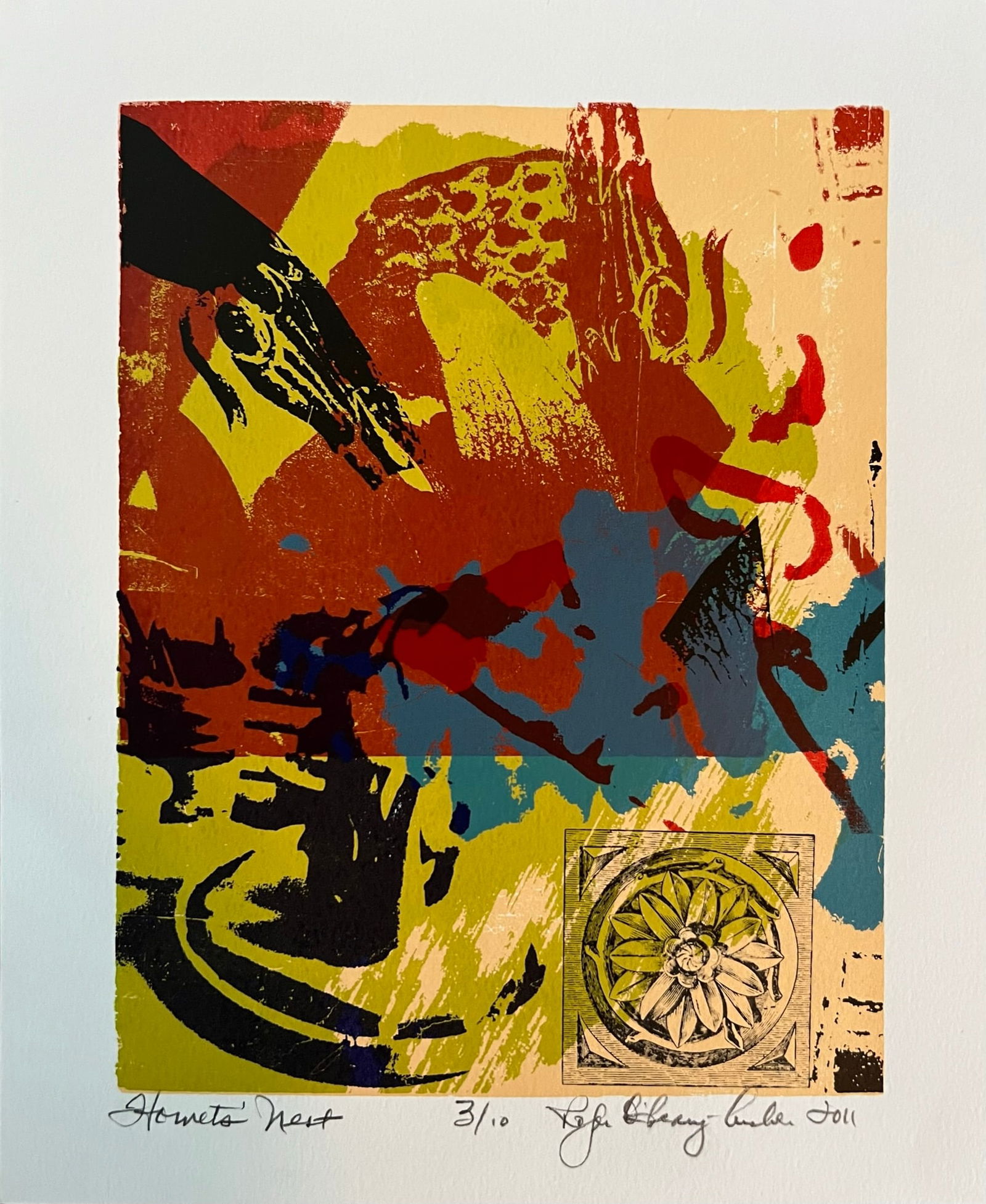 Roger O' Leary: Roger O' Leary Archer - Title : Hornets Nest Edition:3/10 Signed lower right and Dated 2011 Dimension: 11 x 9" Beautiful colors Archer was a master of color and printing techniques. He