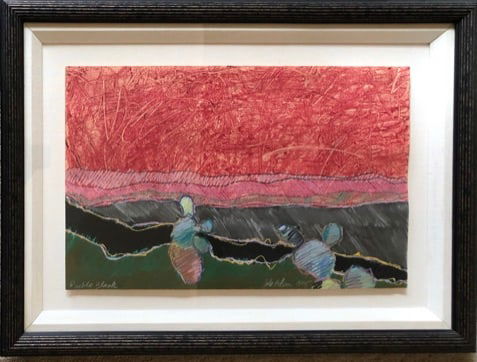 Julie Gilson- Mix Media: Julie Gilson Mix Media Title: Pueblo Black Year: 1985 Framed: 20 x 27" Art: 12 1/2 x 19 1/2"