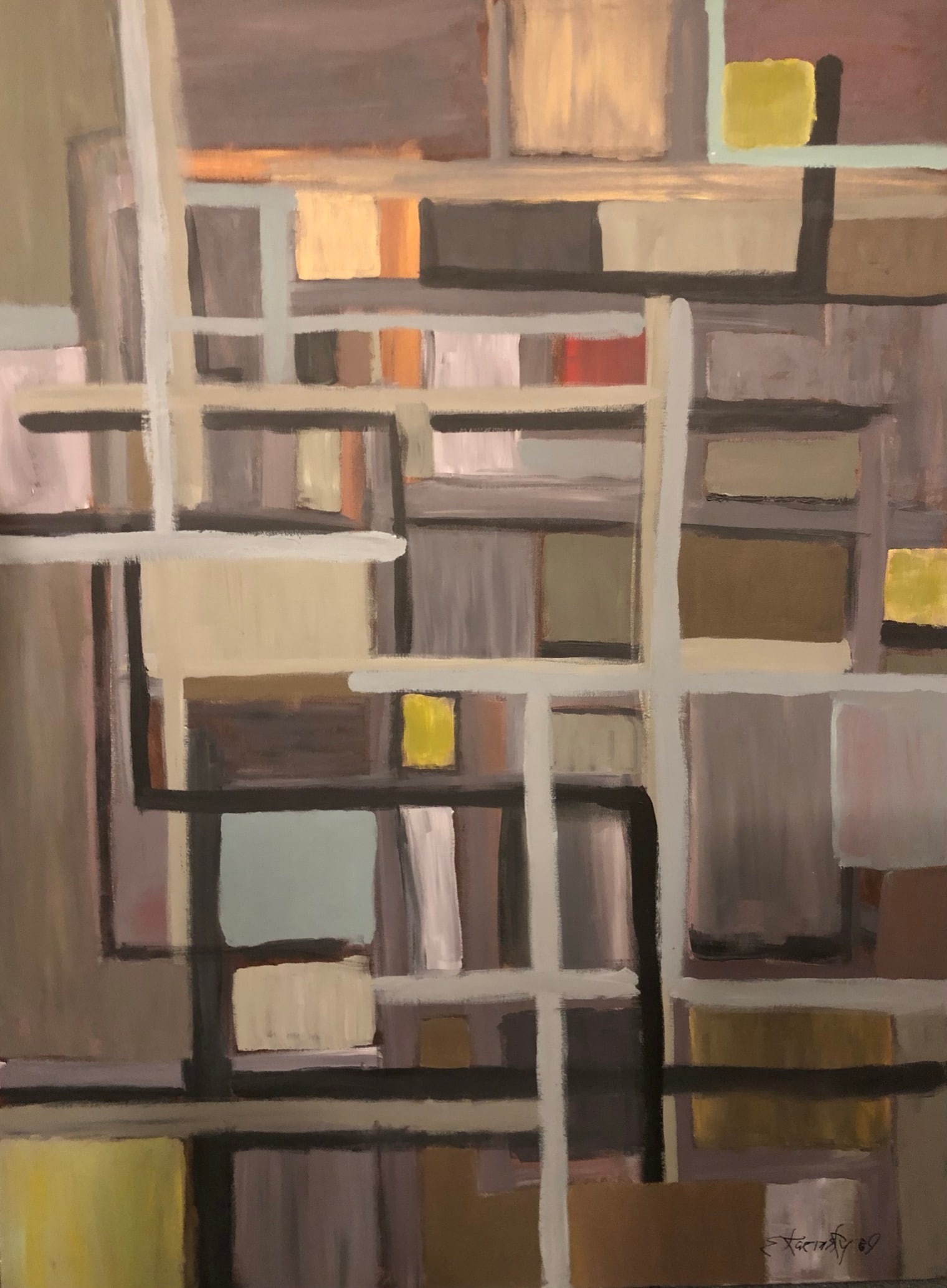 Abstrac Painting 1989 Signed: Artist : E Kazinsky Dated: 1989 Abstract on canvas. Dimension 36 x 48"