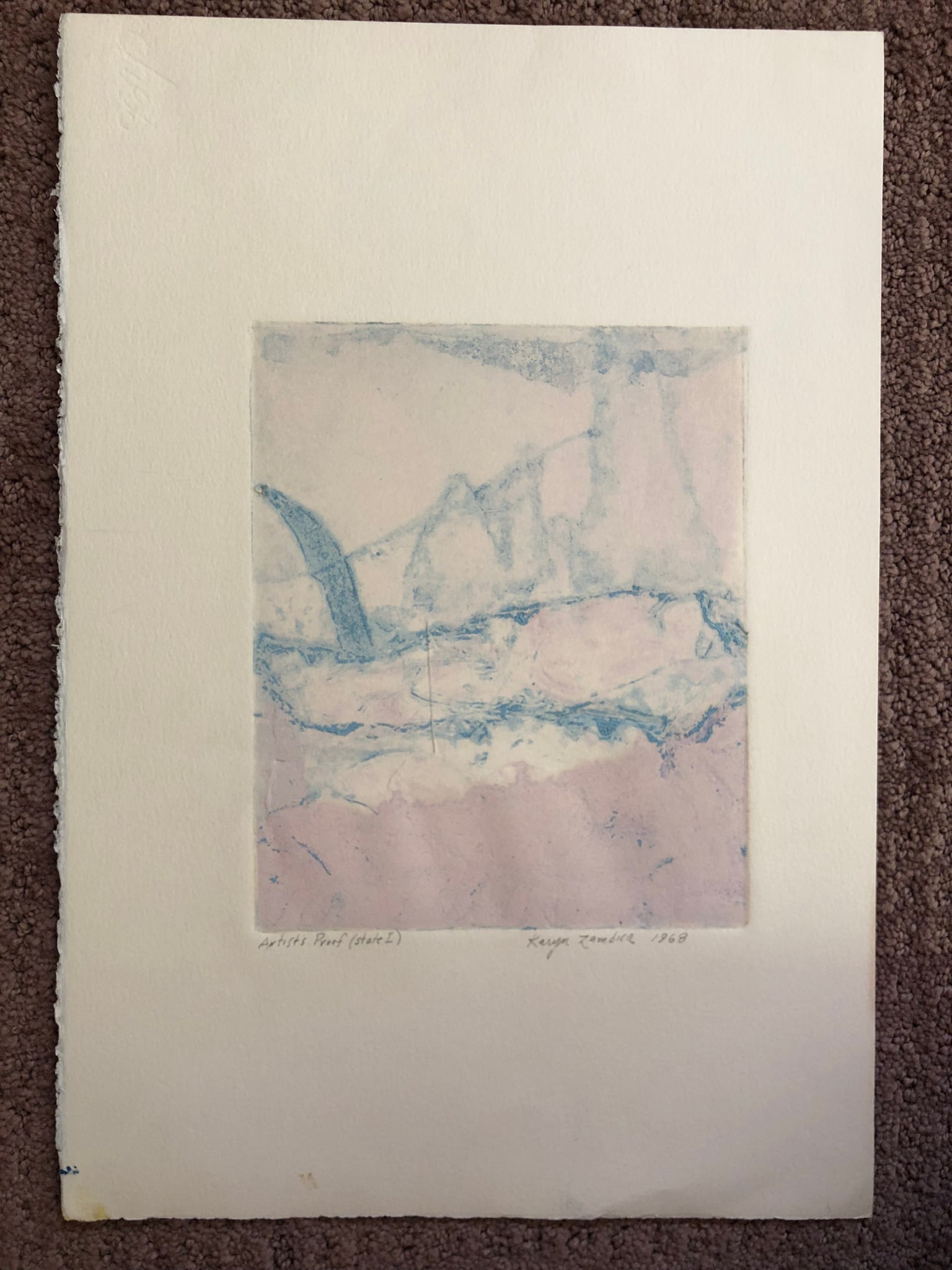 Karyn Zarubica - Mid Century Etching: Karyn Zarubica - Etching signed lower right Dated 1968 Edition : artist prrof state 1 Provenance: Acquired direct from artist family. Watermark - Arches. Dimension: 15 x 11 3/4 Just a