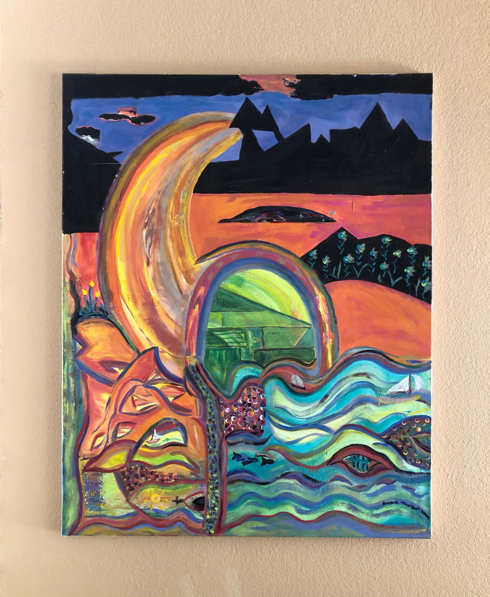 Alex Steiger - Painting on Canvas: Alex Steiger - Painting on Canvas 39 1/4 x 31 1/2" Signed