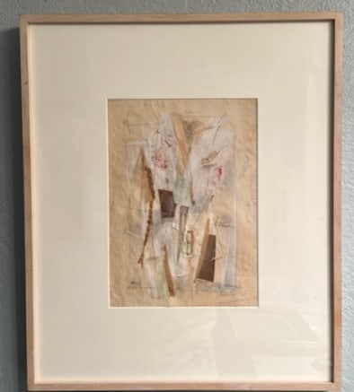 Contemporary 20th Century -signed collage mix media: Paper Collage mix media. Signed (unidentified) Dated 1995. Beautiful work. Dimensions: 10 1/2 x 7 1/2" Framed : yes 19 x 16" plexiglass