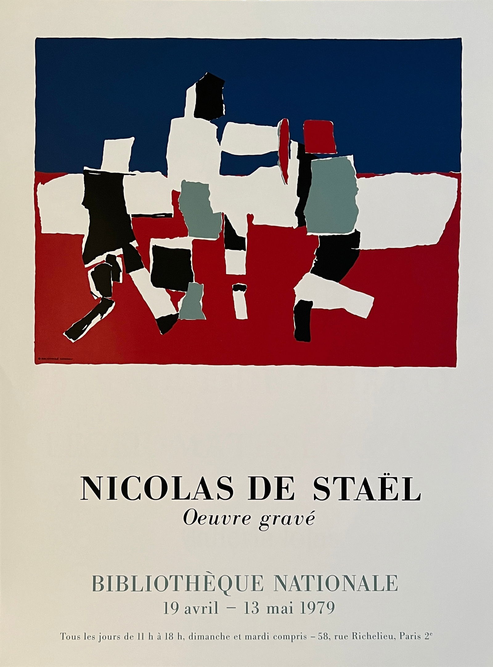 Nicolas De Stael -lithograph: Nicolas De Stael - Oeuvre Grave. Bibliotheque Nationale 19 Avril - 13 Mai 1979 - lithograph on heavy stock paper 30 x 22 1/2"