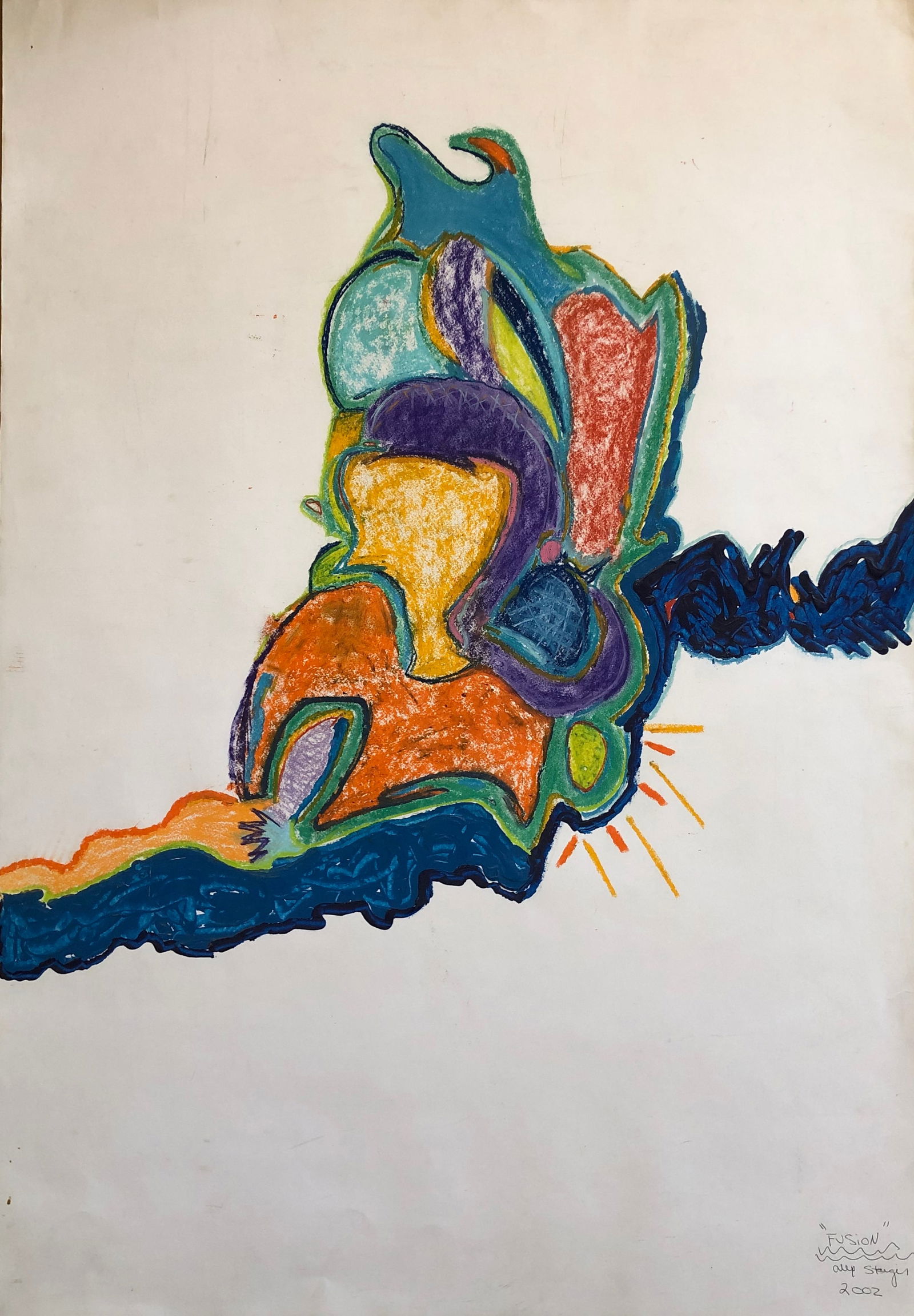 Alex Steiger- Mix Medium: Alex Steiger - Title: Fusion Year: 2002 Signed lower right. Mix medium 39 x 27 1/2"