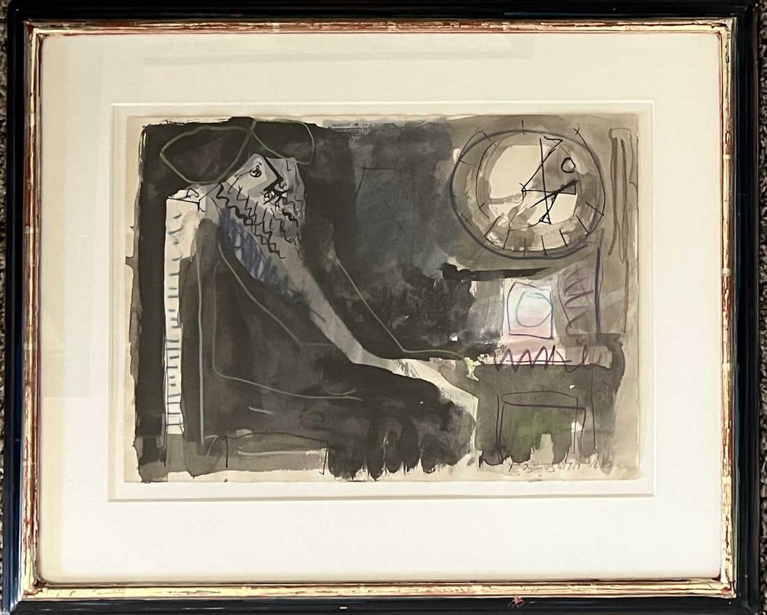 Lennart Rosensohn (1918-1994) Sweden - Mid Century Painting: Lennart Rosensohn (1918-1994) Sweden Mix Medium painting on paper. Nicely framed. Frame: 16 1/2 x 20 Sheet: 9 3/4 x 13 5/8"