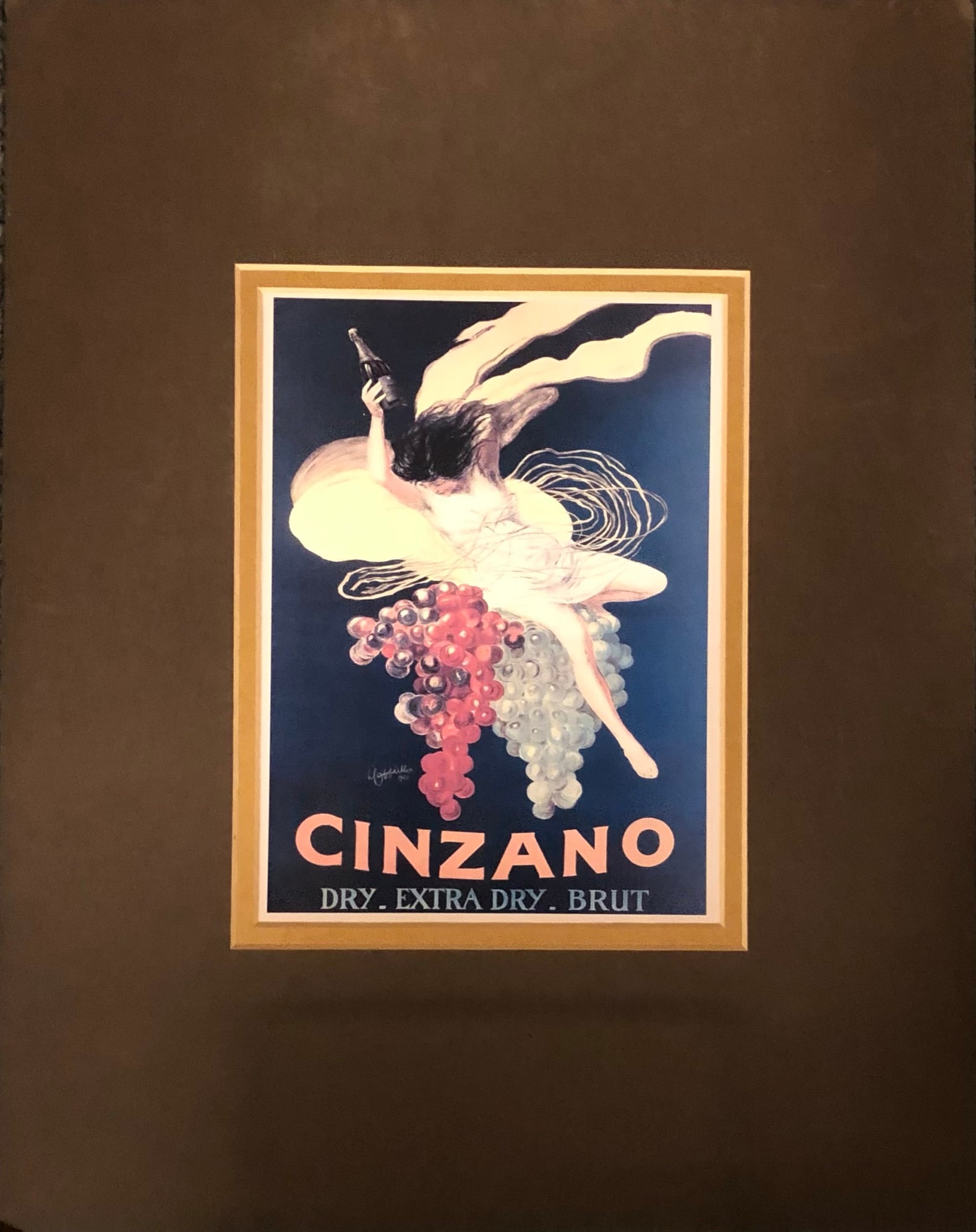 Cinzano Label: Cinzano Label - glued together on mat. Mat : 14 x 11 1/4" Site : 7 x 5"