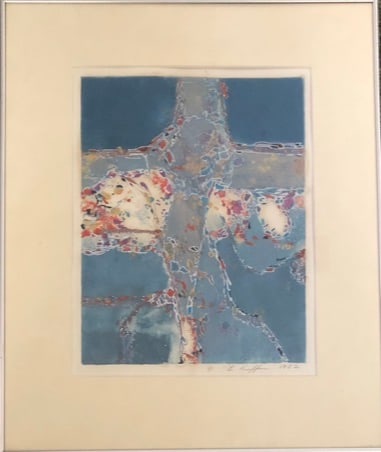 Ellen Keiffer- mix media: Ellen Kieffer - Mix Media Print and Paint Signed and Dated lower right 1982. Frame: 18 3/4 x 15 1/2" Site: 12 3/4 x 9 7/8"