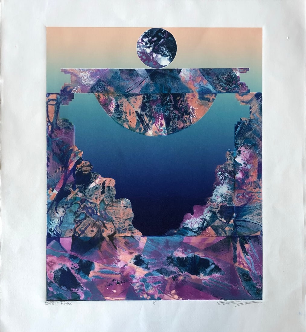 Ellen Kieffer- monoprint: Ellen Kieffer - Monprint -(one off art work) Edition 1/1 Title: Deep Faith Signed lower right. Dimension: 24 3/4 x 22"