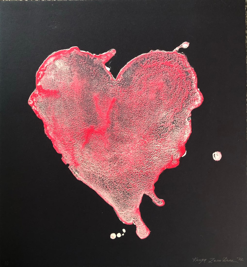 Karyn Zarubica-1972: Karyn Zarubica - Signed/Dated 1972 Red blended heart on black background dimension: 15 x 13 3/4" edition 1/5