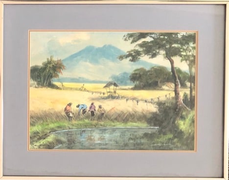 Da Wan- Watercolor: Da Wan - watercolor Signed lower left Circa 1970's Frame: 15 1/4 x 19 1/4 Site 10 x 14