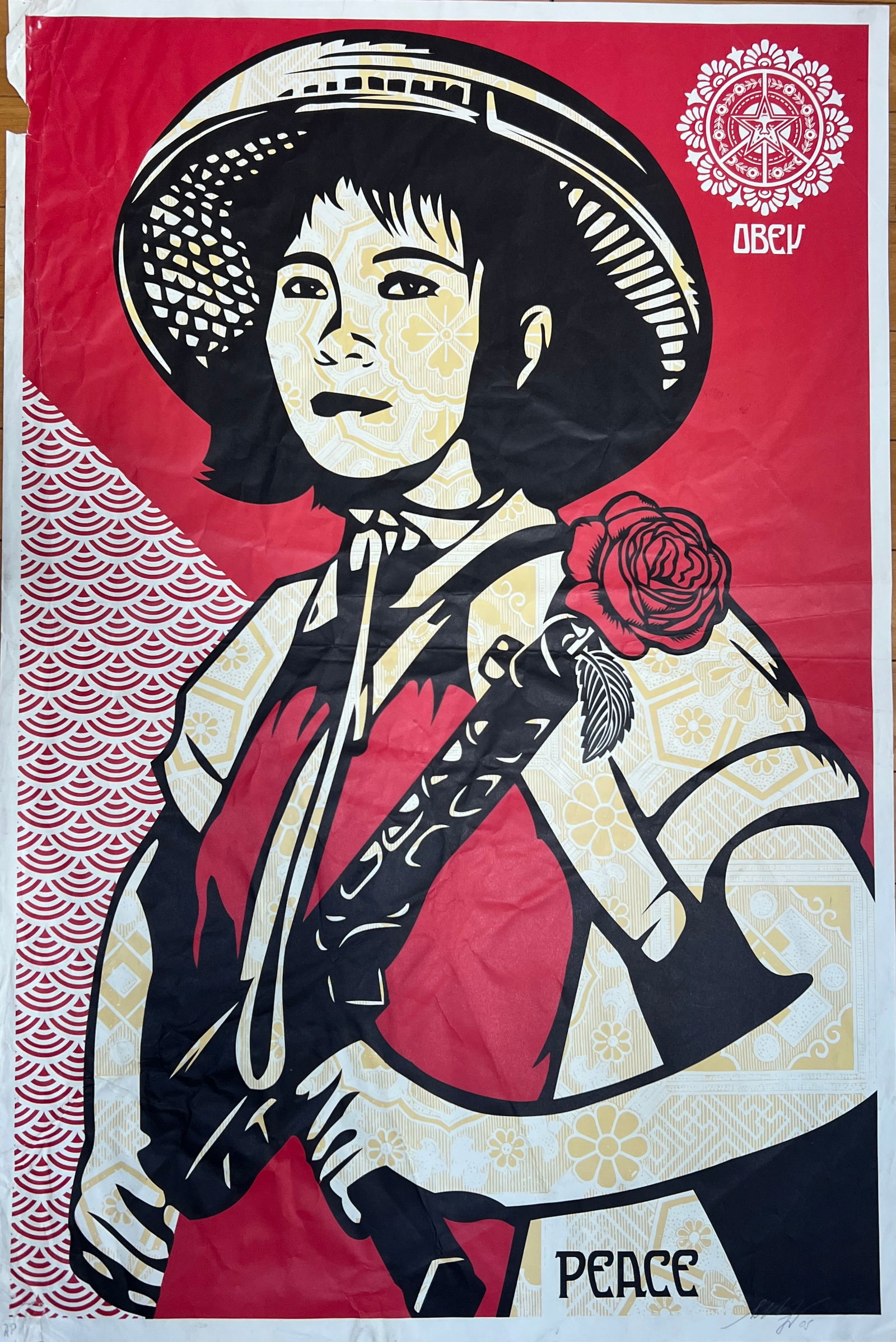 Shepard Fairey - Revolution Woman 2005 signed/dated- VINTAGE print: Shepard Fairey - " Revolution Woman" print. Vintage from 2005. Signed and dated bottom in pencil. AP (artist proof) Screenprint on cream speckletone fine art paper. Dimension: 36 x 24" 