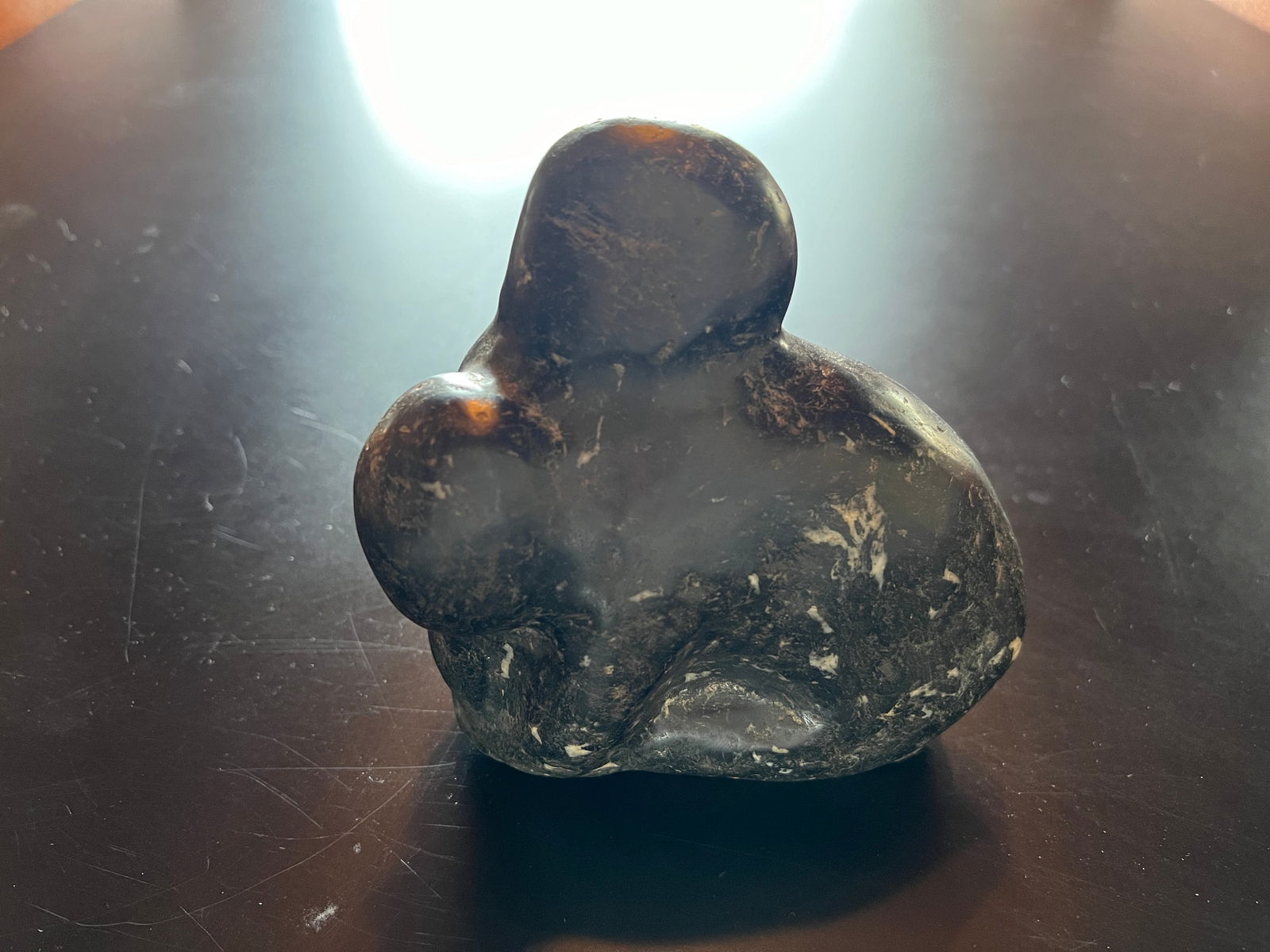 Stone Sculpture-signed: Stone Sculpture - Signed (chiselled on base). Dimension 6 1/4 x 6 x 3 1/2