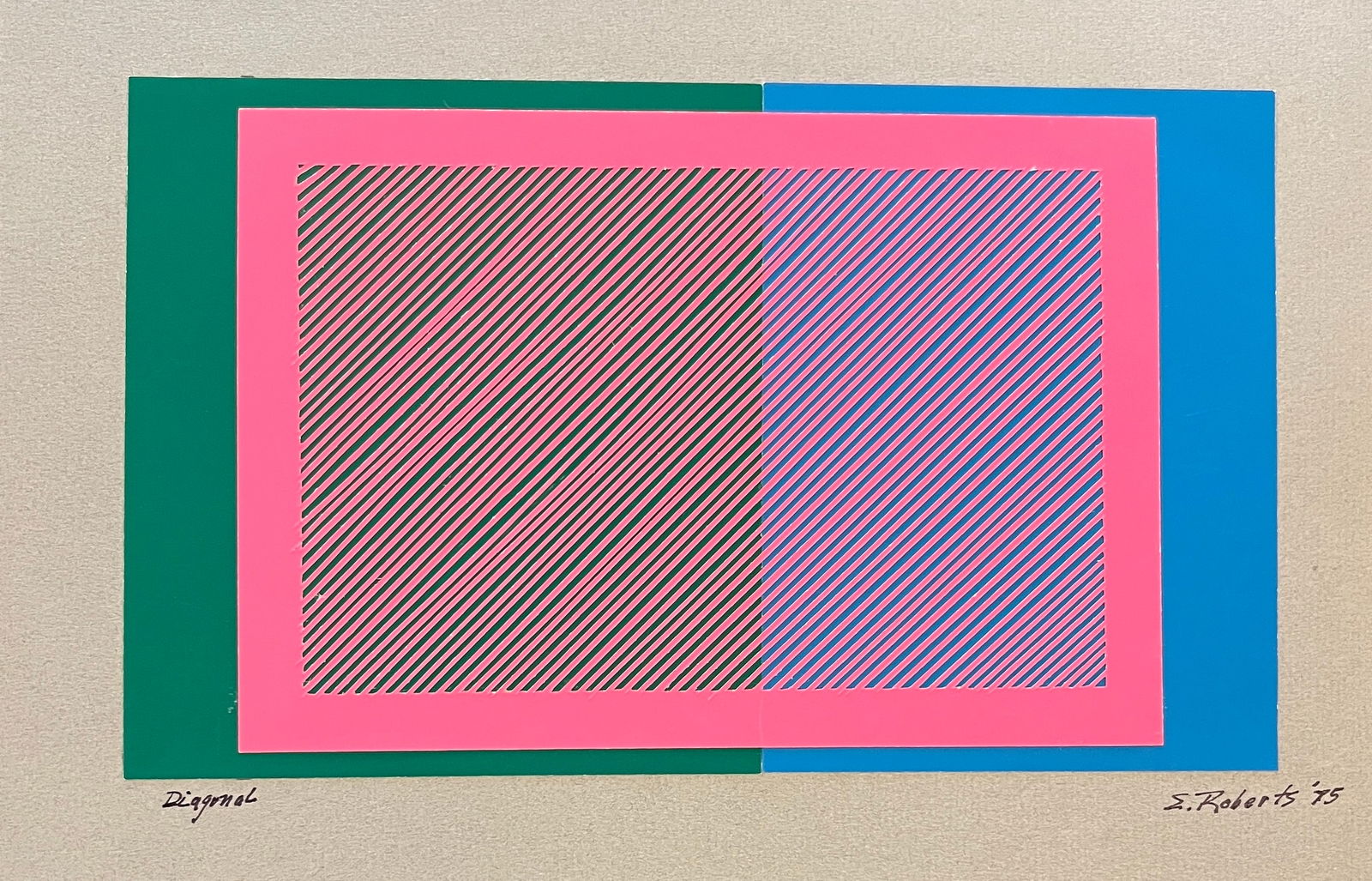 Eliot Roberts - Mid Century Abstract 4 works on crescent board: Eliot Roberts - Abstract artist -mid century- 4 abstract geometric works all collages on crescent board. Signed and dated 1975 lower right in black ink. 3 works are 10x15" 1 work is 8 x 12"