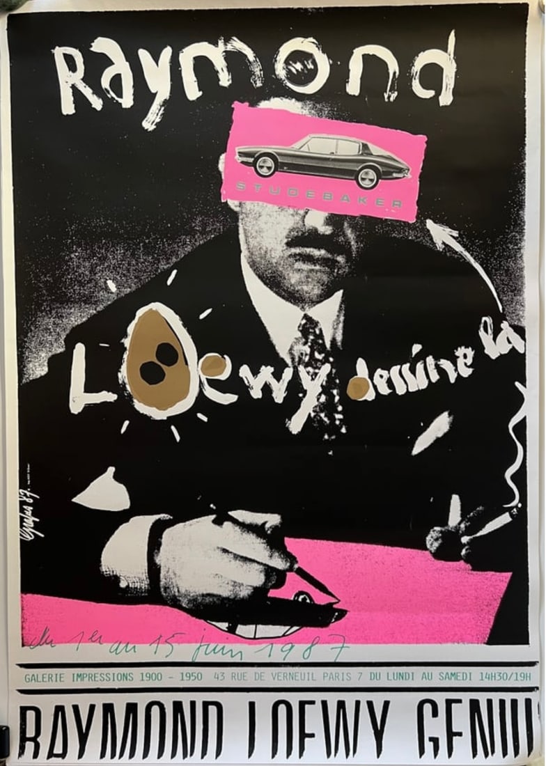 RAYMOND LOEWY - dessine la Studebaker. Galerie Impressions Lithographs: Raymond Loewy (1893-1986) -French born American Industrial Designer. RAYMOND LOEWY - dessine la Sutdebaker. Galerie Impressions 1900-1950. This is an original. Designed by Grapus. Year: 1987. Dimensio