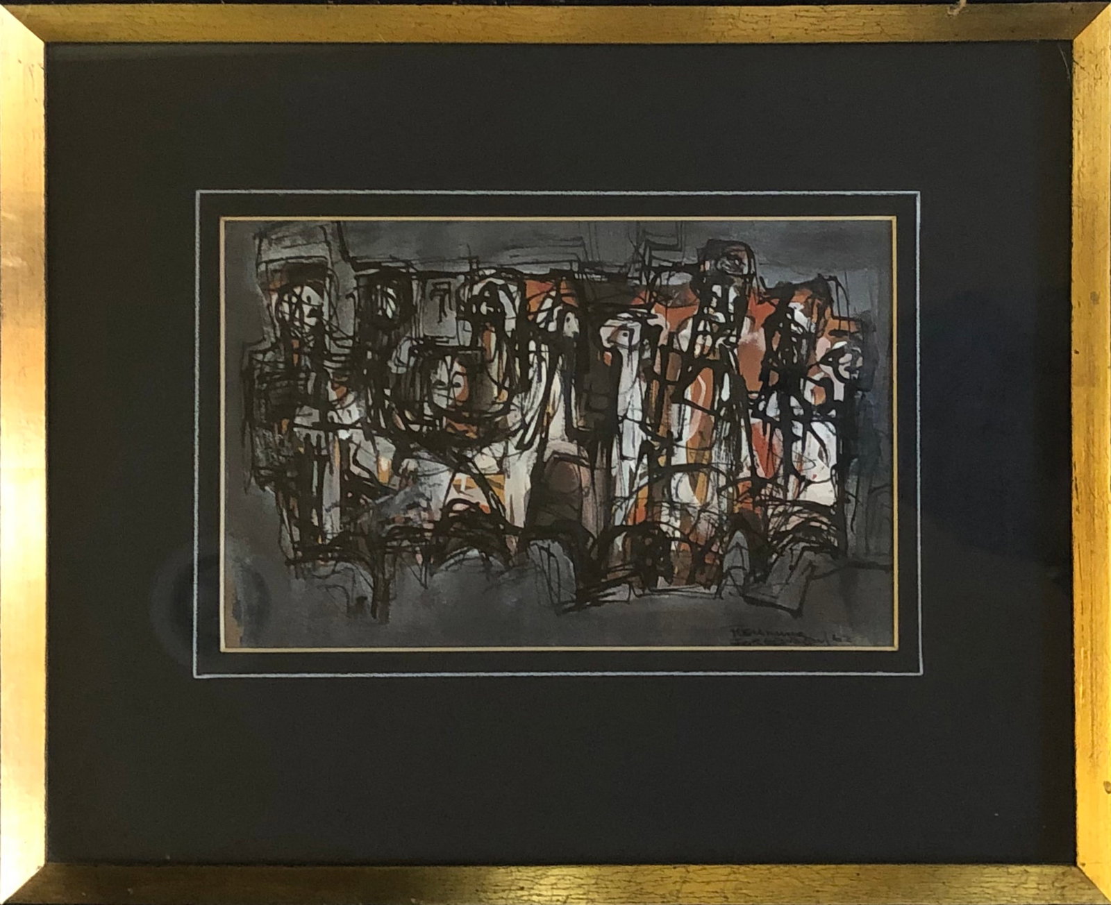 Jorgensen - mid century watercolor: Artist: Jorgensen Type: Watercolor Year: 1962 Signed: yes, lower right Dimensions: Image: 5 1/2 x 8 1/4" Frame: 11 x 13 5/8"