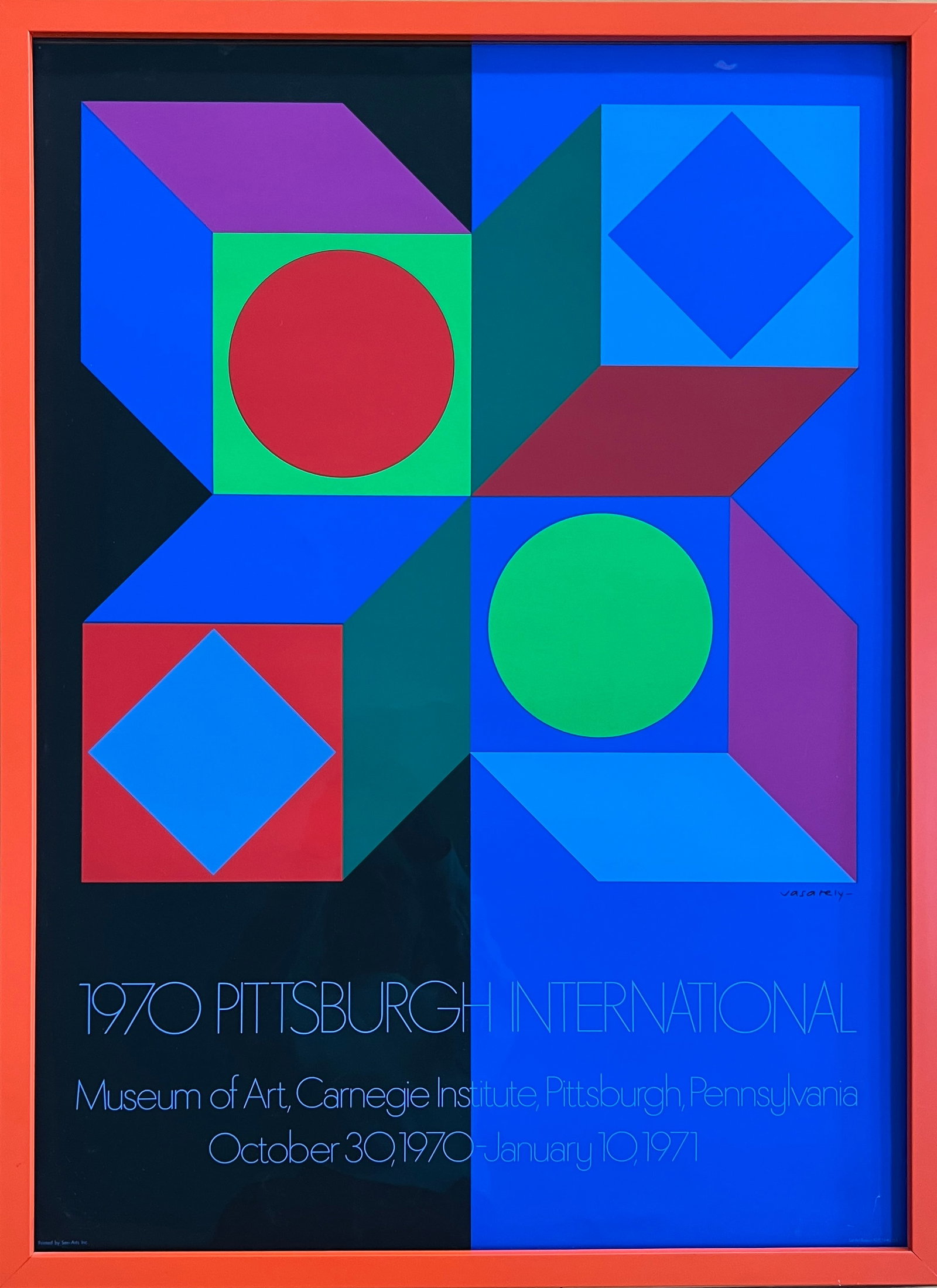 Vasarely 1970 Exchibition Print-Pittsburgh Intl Museum of Art- iconic Op Art (1 of 1)