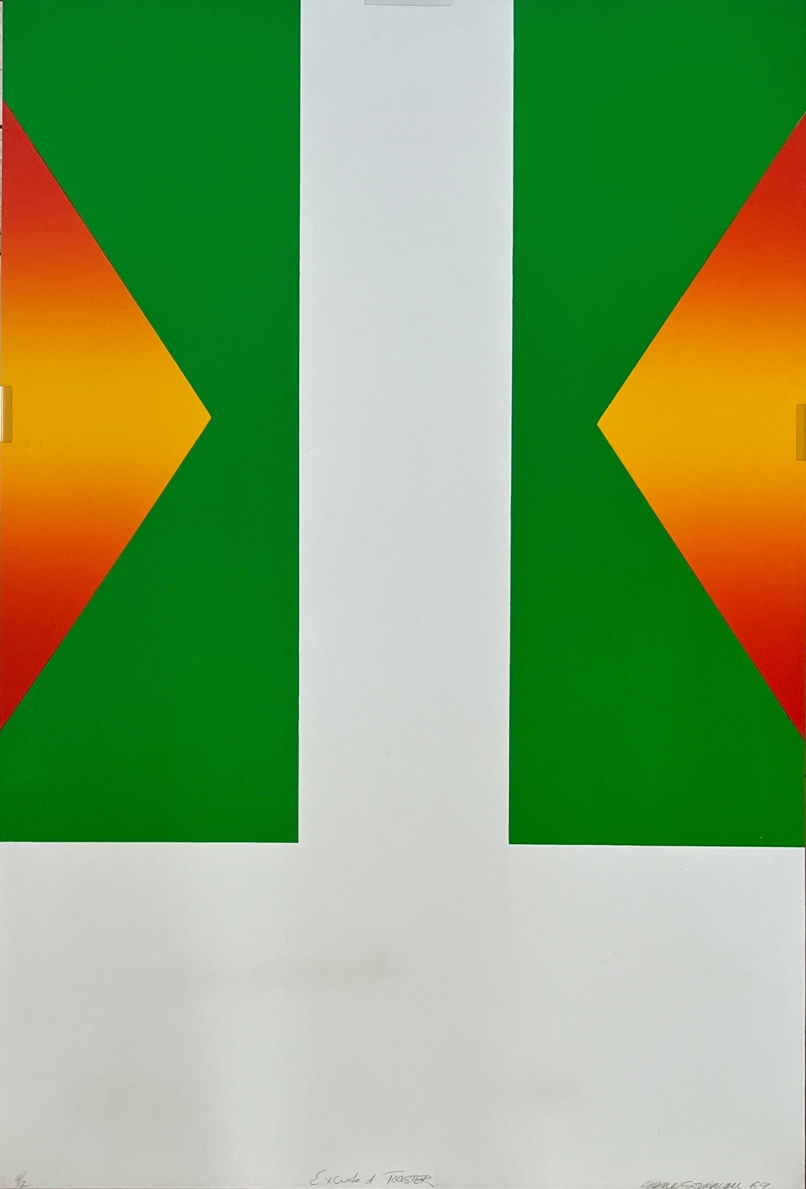 Eugene Sturman (b.1945) Mid Century -Signed: Eugene Sturman (b. 1945-) Edition 4 / 12 (very small edition) - Title: Excited Toaster. Signed Lower Right. Dated 1969. Dimension 28 x 19. Acquired direct from artist. Printed Tamarind. Print has