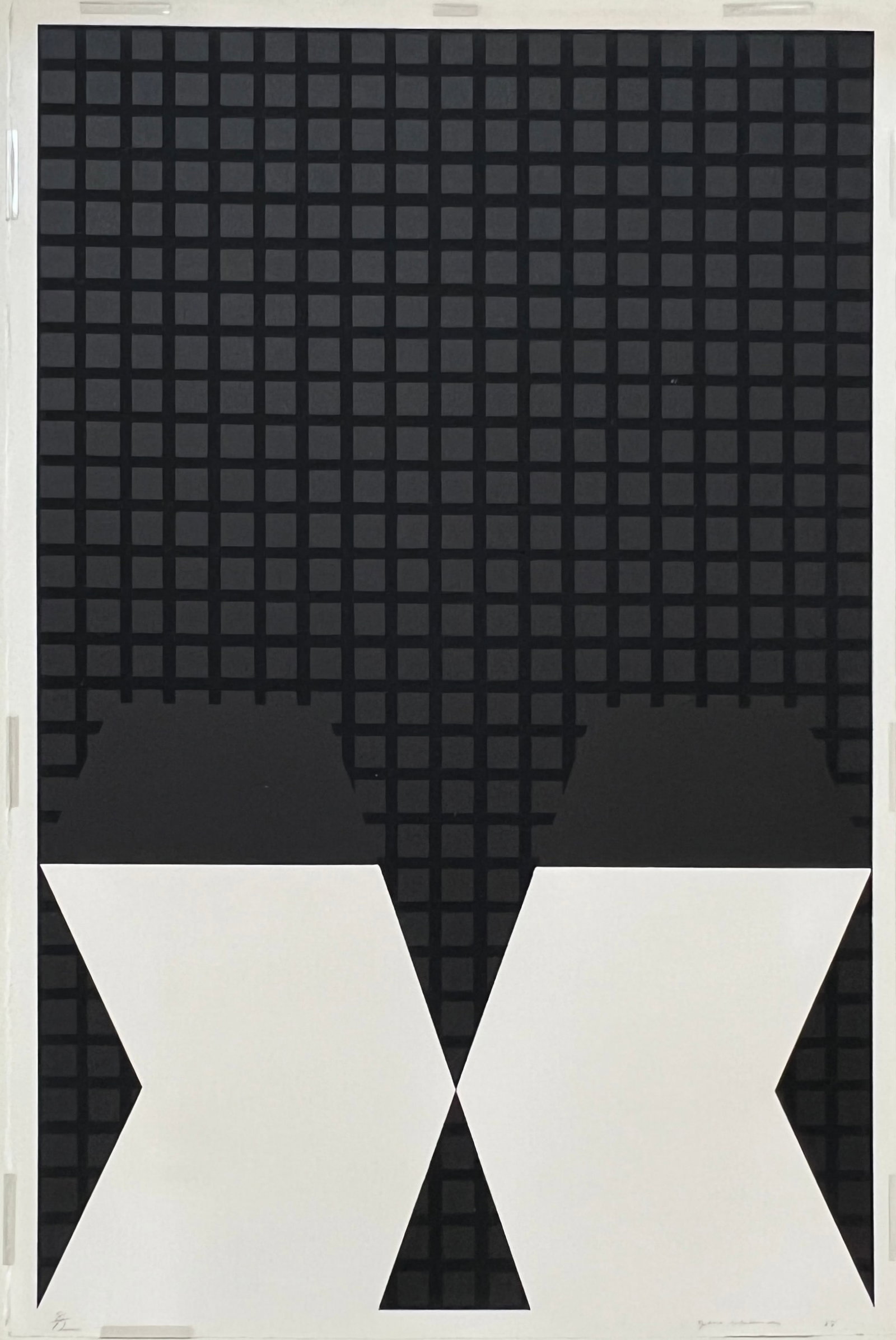 Eugene Sturman (b.1945) Mid Century -Signed: Eugene Sturman (b. 1945-) Edition 8 / 12 (very small edition) - Signed Lower Right. Dated 1968. Dimension 30 x 12. " Black on Black ". Acquired direct from artist. Printed Tamarind. This print has