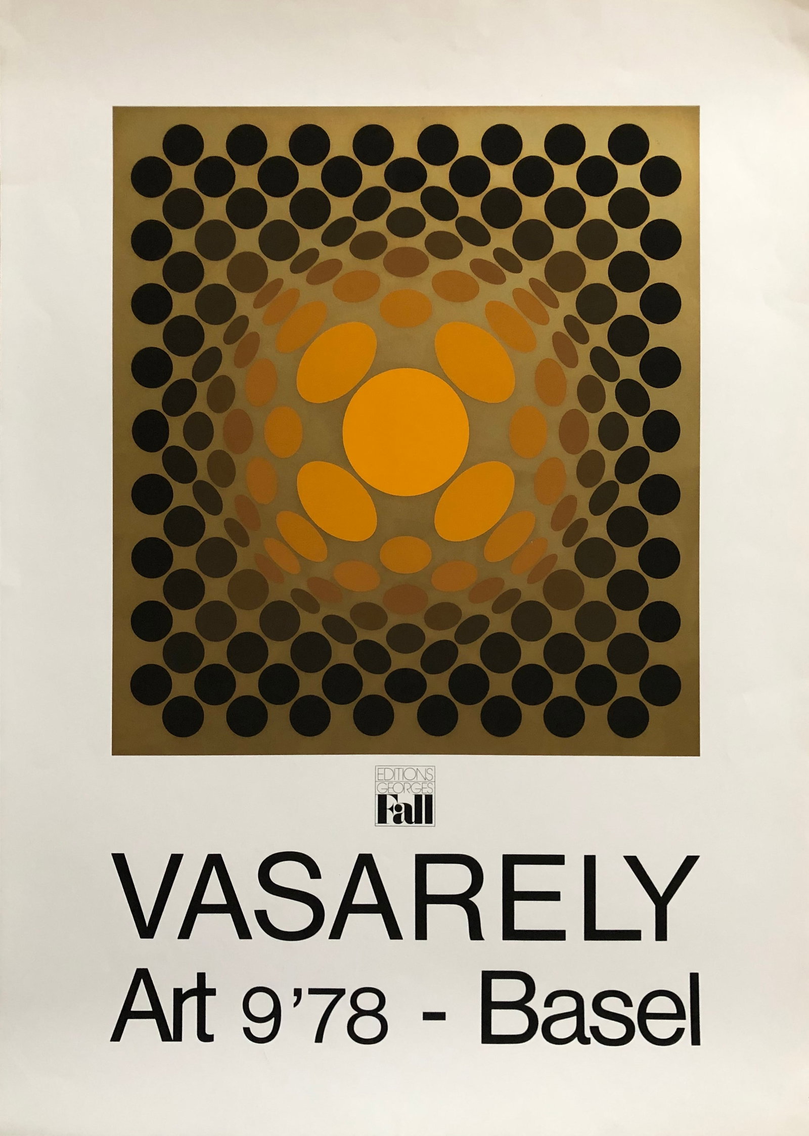 Victor Vasarely (1906-1997)- Color Serigraph - Scarce: Victor Vasarely (1906-1997) Iconic Vasarely..... Genius Title: Art Basel 1978 - Printed by Silium, Paris and Published by Edtion George's FALL Color Serigraph Dimension 37 1/2 x 26 1/2" Vasarely is