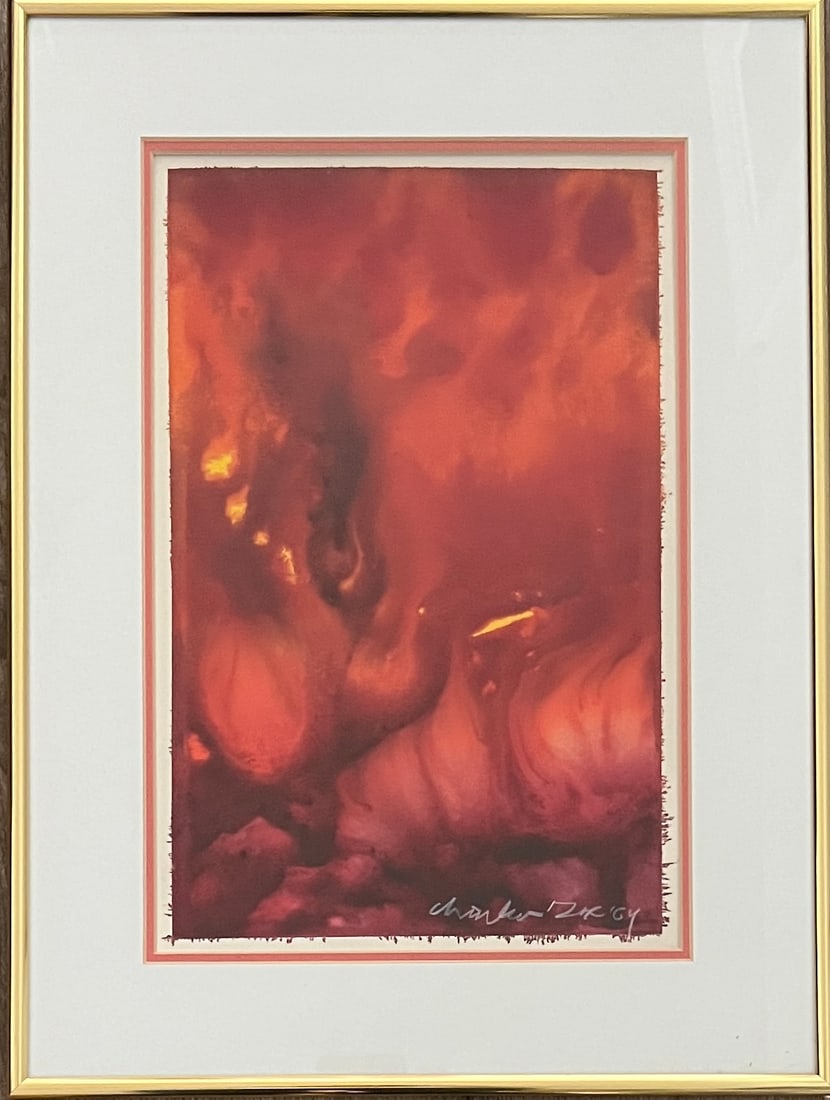 Charles Dix- Painting- Mid Century 1964: Charles Dix. Painting on paper. Signed and Dated '64 lower right. Dimension: 14 x 9". Frame: 19.25 x 14.25". Award winning artist. Attended Rhode Island School of Design and Layton Art School. Work