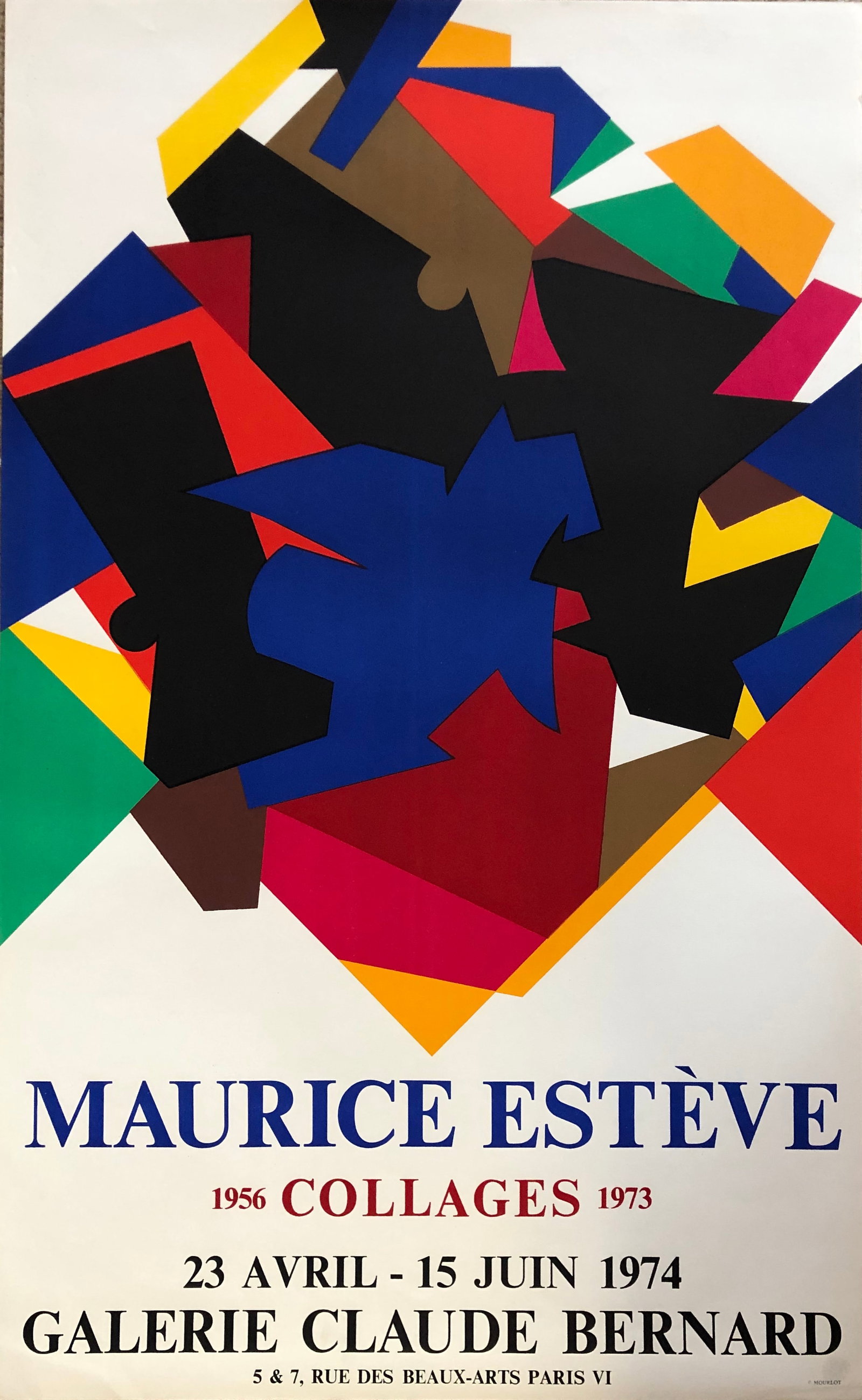 Maurice Esteve (1904-2011) Lithograph: Artist: Maurice Esteve (1904-2001) Title: Collages Year: 1973/74 Type: Lithograph Dimension: 34 ½” x 21 ½” Printer: Mourlot Condition: Excellent Published on the occasion of the