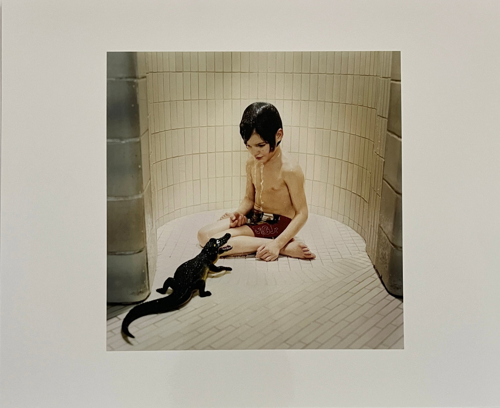 Rene & Radka - photograph- limited edition proof. Boy with gator in the shower: Rena & Radka (Rene Hallen - Germany / Radka Leitmeritz -Czech Rep) Limited Edition proof. Boy with gator in the shower. Exhibitions in Paris, Slovakia, Italy, NY. 2010 National Museum of Photography